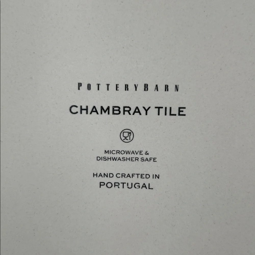 Pottery Barn Chambray Tile Bunny‎ Salad Plates 9 1/4” Set of 4 New in Box!